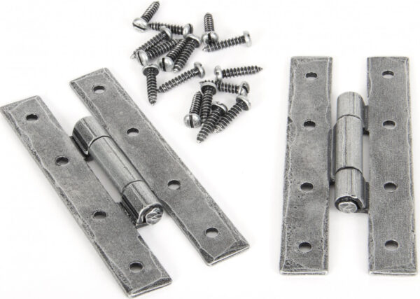 From The Anvil H Hinges (82mm x 32mm), Pewter - 33399 (sold in pairs) PEWTER - 82mm x 32mm