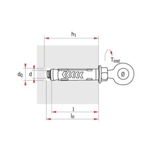 Wurth HEAVY DUTY ANCHOR W TM TYPE O WITH EYELET ANC W TM S O A2K M10X60 (25 pack)