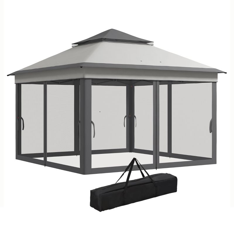 Best 3 x 3(m) Pop Up Gazebo, Height Adjustable Instant Event Shelter with Netting and Carrying Bag, Grey - Image 11