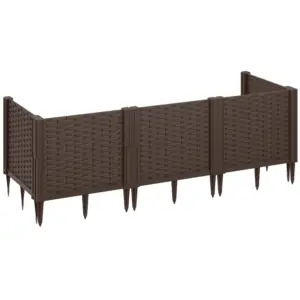 Best Plastic Raised Garden Bed, Modular Planter Box Kit, Garden Fence Edging Border for Flowers, Vegetables, Herbs, Brown