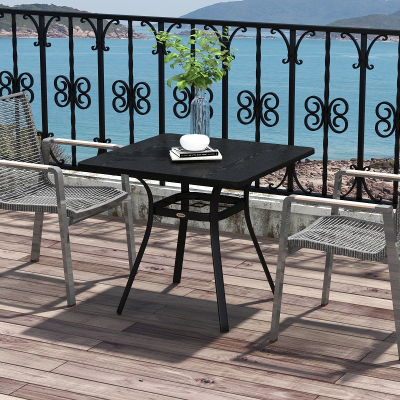 Best Four-Seater Steel Garden Table, with Φ40mm Parasol Hole - Black - Image 10