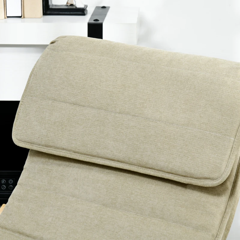 HOMCOM Rocking Lounge Chair Recliner Relaxation Lounging Relaxing Seat with Adjustable Footrest, Side Pocket and Pillow, Khaki - Image 7