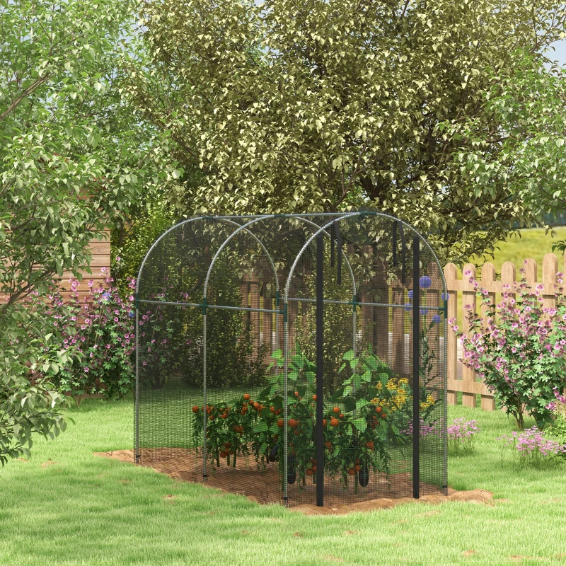 Best Galvanised Steel Fruit Cage, Plant Protection Tent with Zipped Door, 1.2 x 2.4 x 1.9m, Black - Image 2