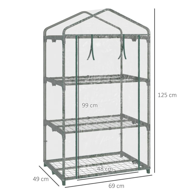 Best 3 Tier Mini Greenhouse Portable Garden Grow House with Roll Up Door and Wire Shelves, 69L x 49W x 125H cm, Clear - Image 3