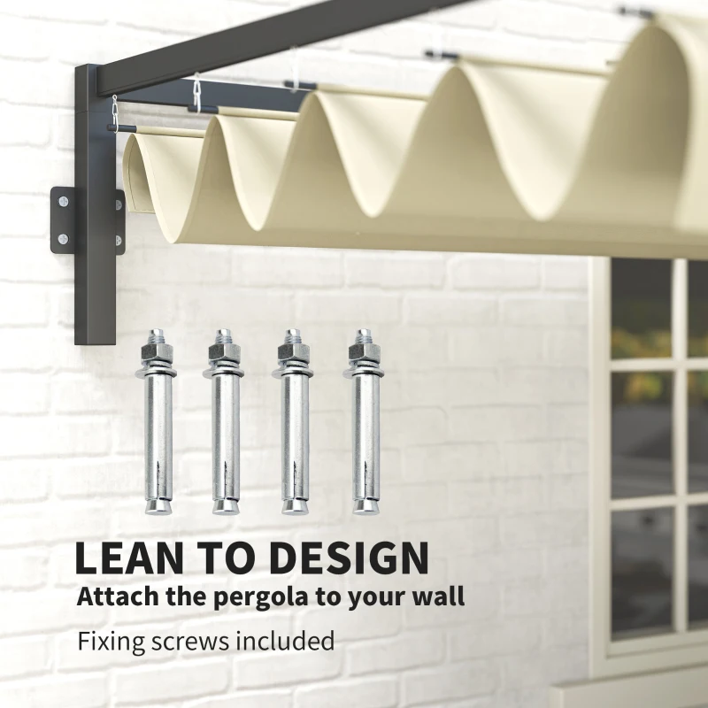 Best 3 x 4m Steel Pergola, with Retractable Canopy - Khaki - Image 4