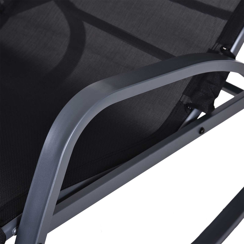 Best Garden Rocking Chair with 5-Level Adjustable Backrest, Rocking Sun Lounger with Removeable Headrest Pillow, Footrest, Armrest and Safety Stopper, Black - Image 9