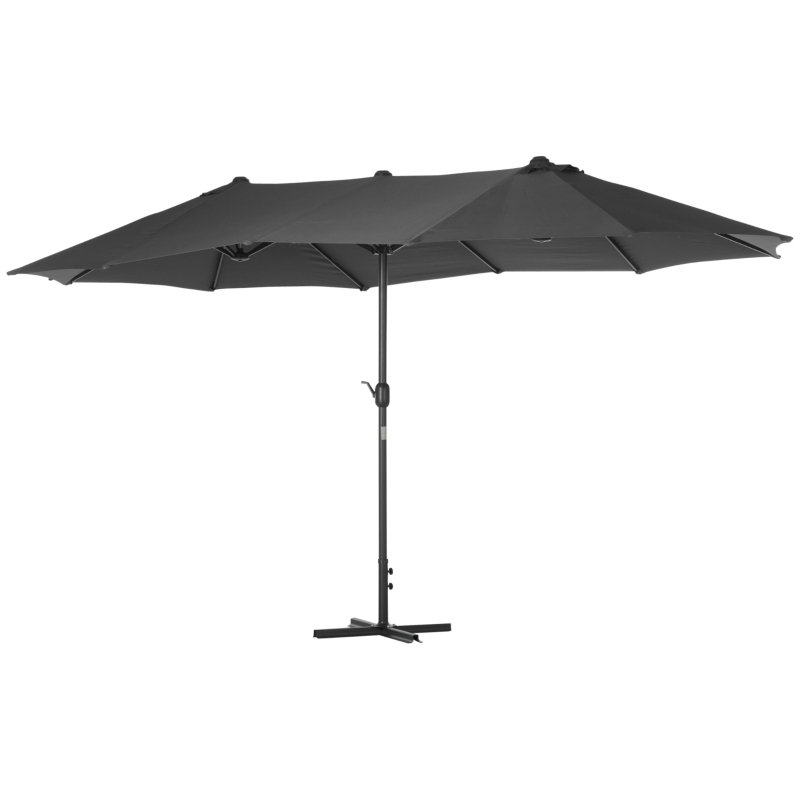 Best 4.6M Sun Umbrella Canopy Double-sided Crank Sun Shade w/ Cross Base Grey - Image 12