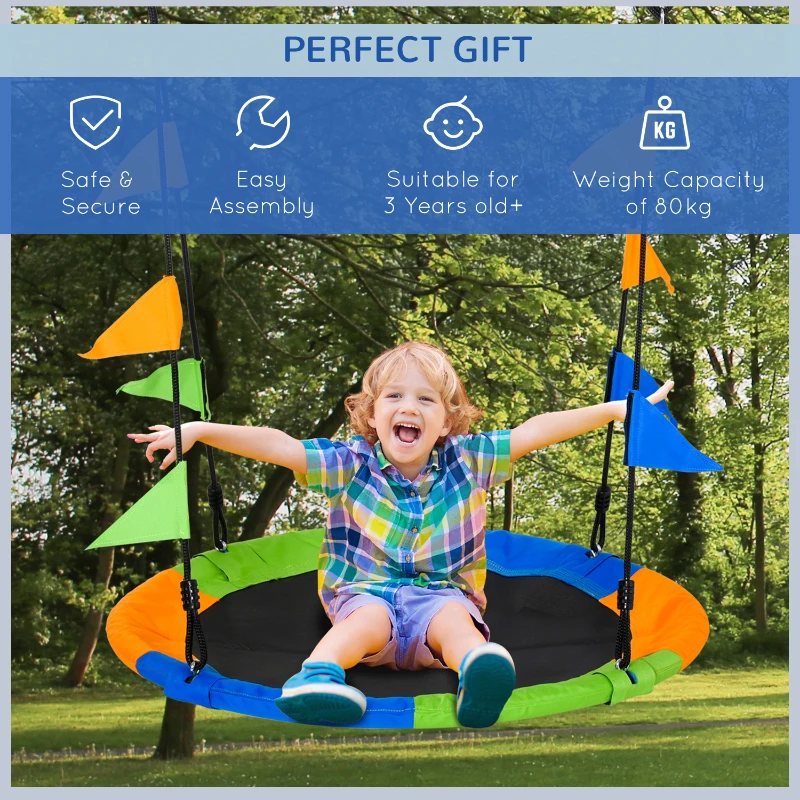 Best Kid Nest Swing Seat Saucer Tree Swing 40 Inch/100cm Adjustable Rope Outdoor Indoor for Kids Over 3 Years Old Multi-Colour - Image 4