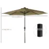 Best 2.7m Patio Garden Umbrella Outdoor Parasol with Tilt Crank and 24 LEDs Lights (Brown) - Image 3