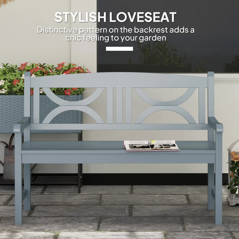Best 2-Seater Wooden Garden Bench Outdoor Patio Loveseat for Porch, Grey - Image 4