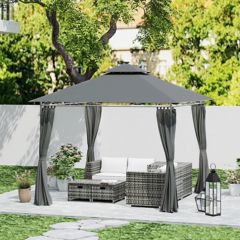 Best 3 x 3 m Solar LED Metal Gazebo - Dark Grey - Image 8