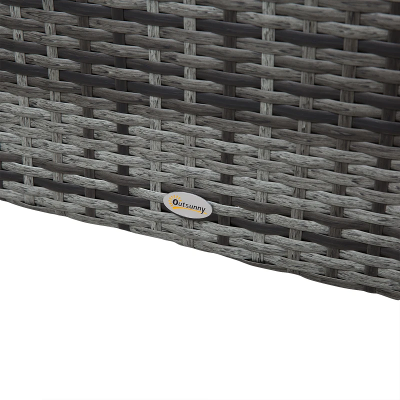 Best 4 Pcs Rattan Wicker Garden Furniture Patio Sofa Storage & Table Set w/ 2 Drawers Coffee Table,Great Cushioned 4 Seats Corner Sofa - Grey - Image 8