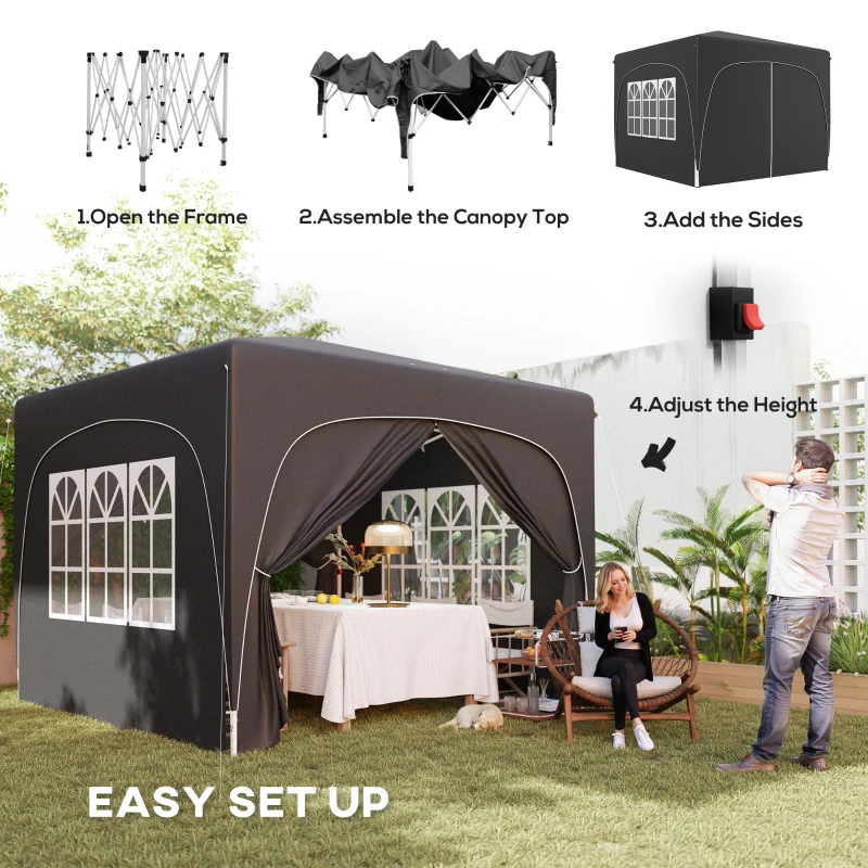 Best 3 x 3m Pop-Up Gazebo Shelter, with Accessories - Black - Image 4