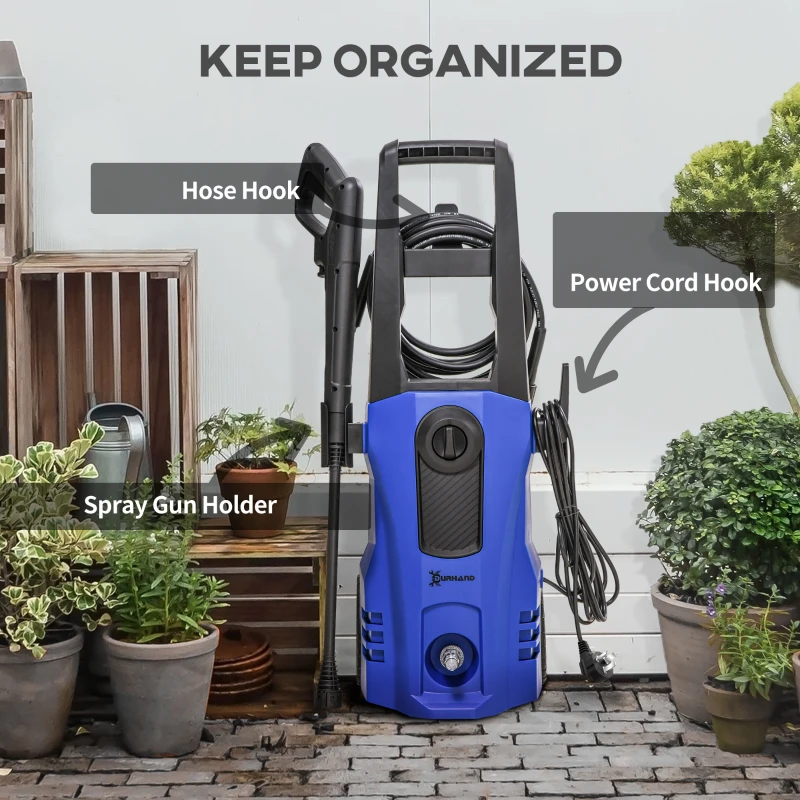 DURHAND High Pressure Washer, 150 Bar Pressure, 510 L/h Flow, 1800W, High-Performance Portable Power Jet Wash Cleaner, Blue - Image 7