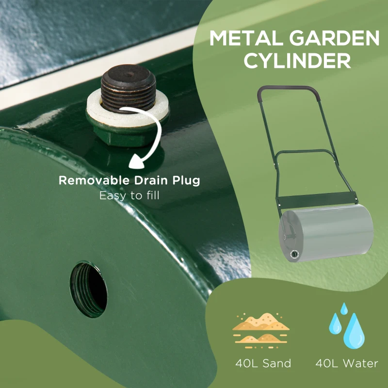 Best 40L Lawn Roller Drum Scraper Bar Collapsible Handle Water or Sand Filled Φ32cm Green - Image 6
