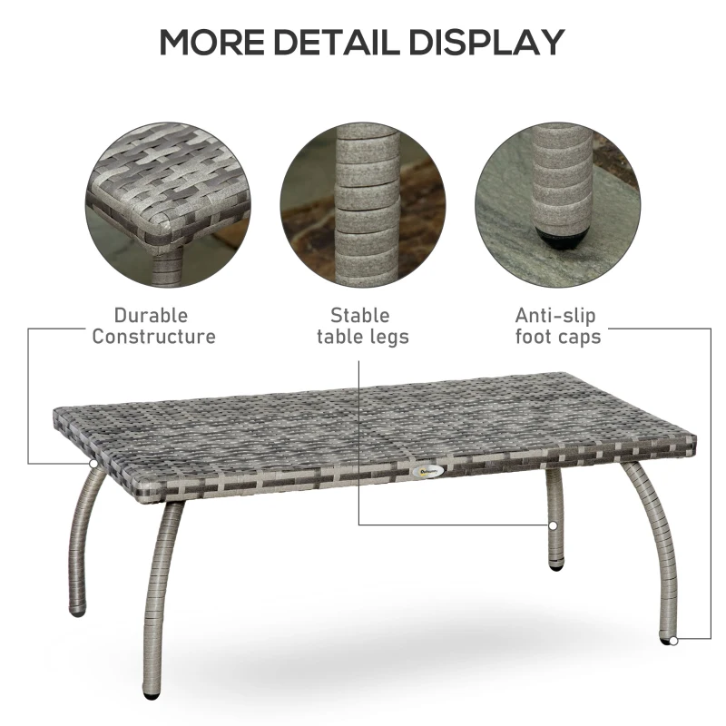 Best PE Wicker Rattan Garden Coffee Table - Mixed Grey - Image 6