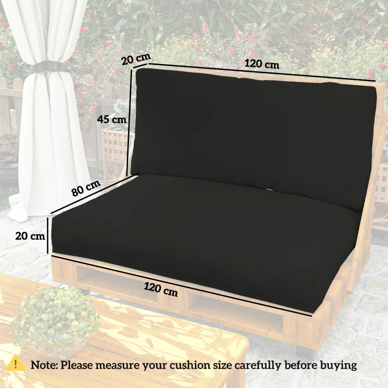 Best 2 Seater Pallet Furniture Cushions Pallet Cushions, UPF20+ 220gsm Fabric, 20 cm Thick Outdoor Seat Pads, Black - Image 3