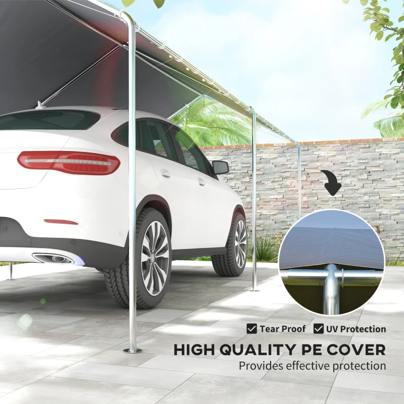 Best 3 x 6m Heavy Duty Carport Garage Car Shelter Galvanized Steel Outdoor Open Canopy Tent Water UV Resistant Waterproof, Grey - Image 4
