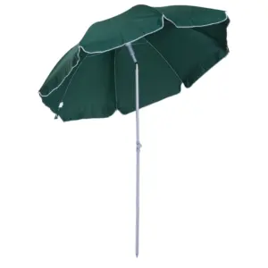 Best 2.2m Beach Umbrella, Portable Parasol with Tilting Function, Outdoor Sunshade Shelter with 8 Ribs, Green