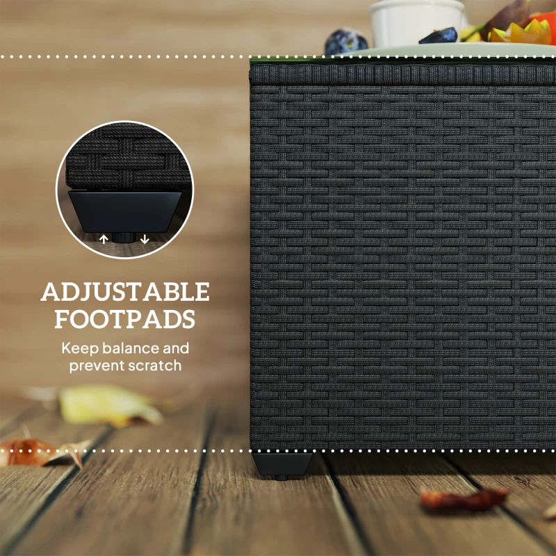 Best 62 x 62cm Glass-Top Rattan Side Table - Dark Grey - Image 7