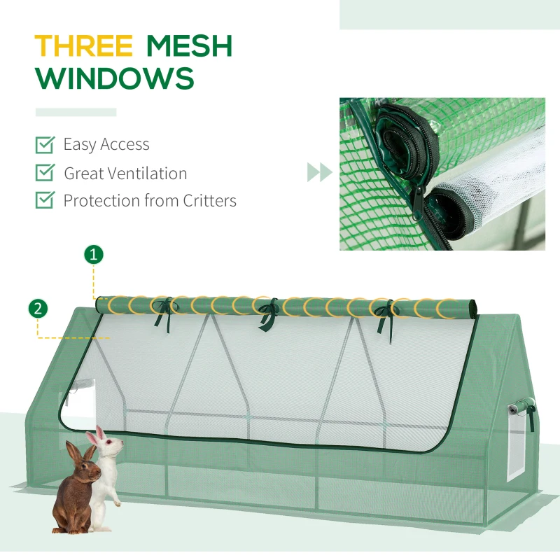 Best Portable Small Polytunnel, Mini Greenhouse with Mesh Windows for Indoor and Outdoor, 240x90x90cm, Green - Image 4