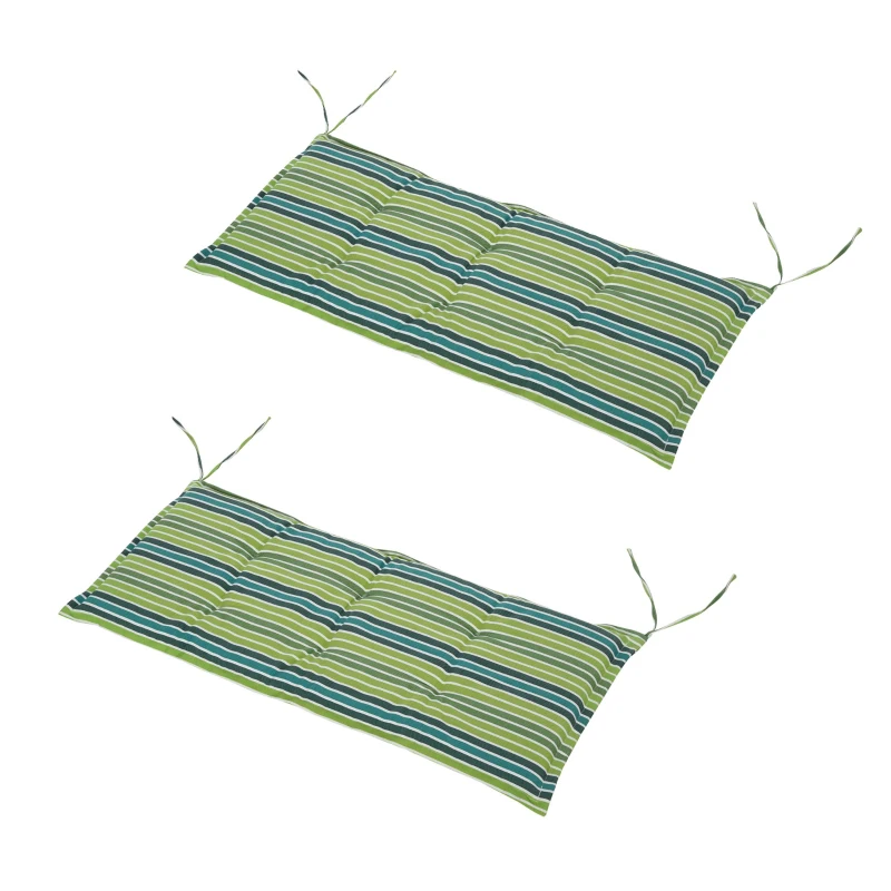 Best Polyester Set Of 2 Swing Chair Cushion Green Stripes - Image 2