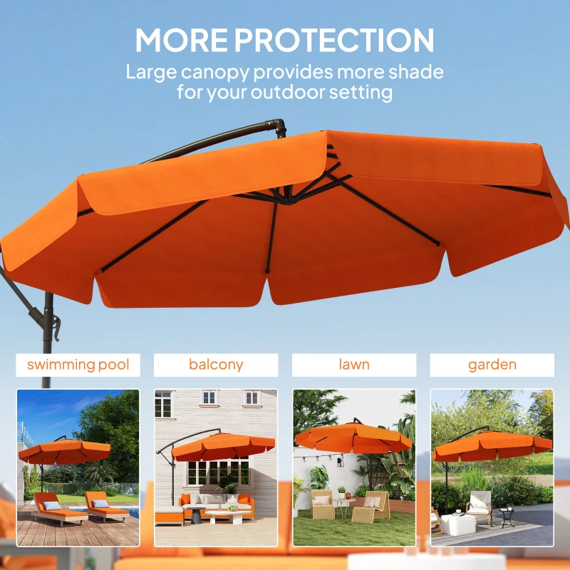 Best 2.7m Garden Cantilever Banana Parasol - Orange - Image 7