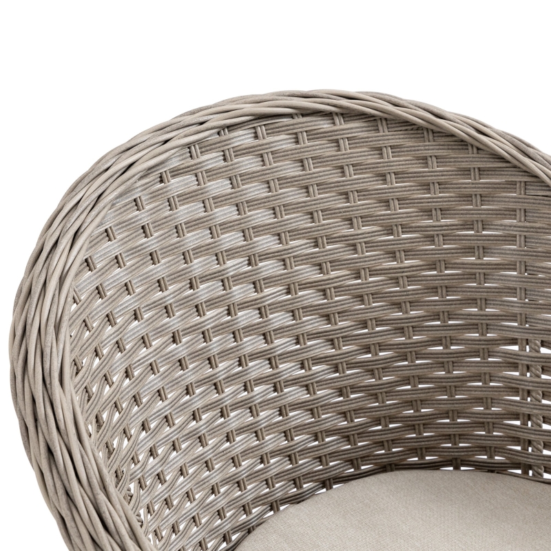 Best 4 Seater Rattan Garden Furniture Set with Cushions, Round PE Rattan Dining Set with Glass-Top Table, Umbrella Hole, Outdoor Garden Table and Chairs, Mixed Grey - Image 9