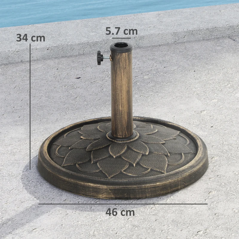 Best 12kg Resin Garden Parasol Base, Round Umbrella Base, Heavy Duty Sun Umbrella Base for 32, 38, 48 mm Umbrella Poles for Deck Poolside, Bronze Tone - Image 3