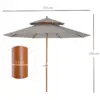 Best 2.7m Elegant Wooden Frame Parasol Umbrella - Grey - Image 3