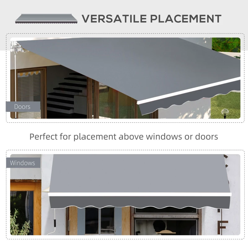 Best 2.5m x 2m Garden Patio Manual Awning Canopy Sun Shade Shelter Retractable with Winding Handle Grey - Image 6