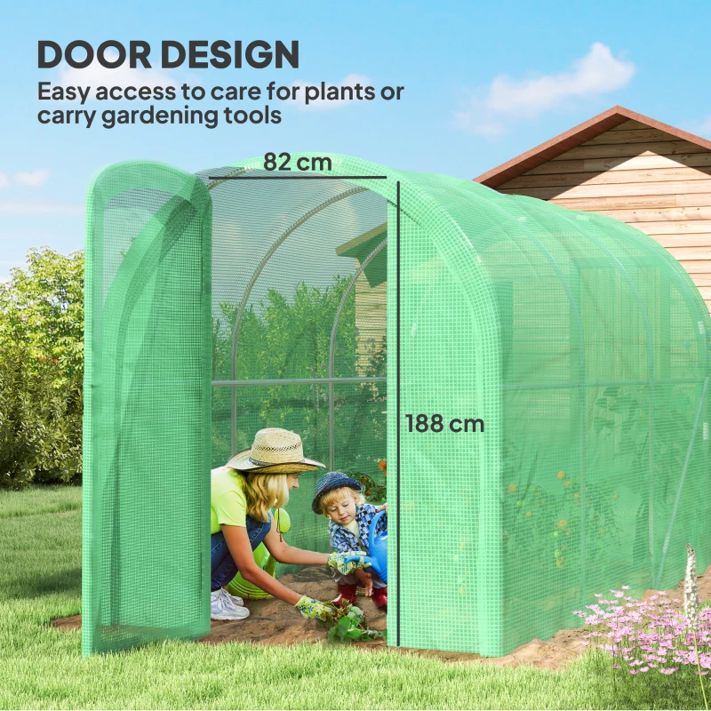 Best 3 x 2 x 2m Polytunnel Greenhouse with Hinged Door, Walk-in Grow House Tent with PE Cover and Galvanised Steel Frame, Green - Image 5