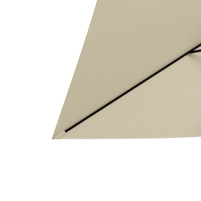 Best 2 x 3(m) Garden Parasol Umbrella, Rectangular Outdoor Market Umbrella Sun Shade with Crank & Push Button Tilt, 6 Ribs, Aluminium Pole, Cream White - Image 8