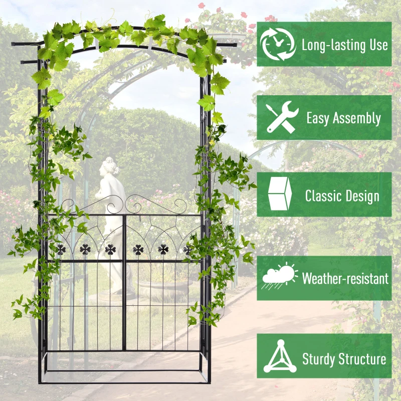 Best Garden Outdoor Entrance Arch with Door Outdoor Patio Decoration for Rose Trellis Arbour Climbing Plant 131L x 49W x 200Hcm - Image 5
