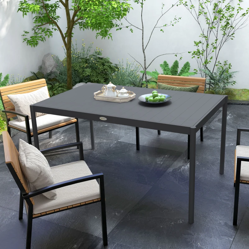 Best Six-Seater Outdoor Table with Slatted Aluminium Top and Steel Legs - Image 8