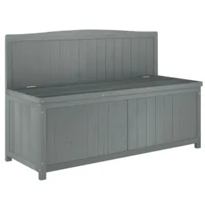 Best Wood Storage Bench for Patio Furniture, Outdoor Garden Seating Tools, Grey