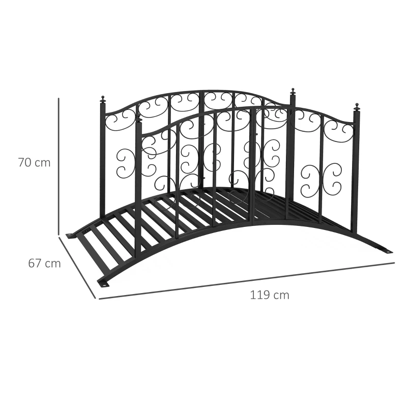 Best 1.2M Metal Decorative Scrollwork Arch Garden Bridge, Black - Image 3