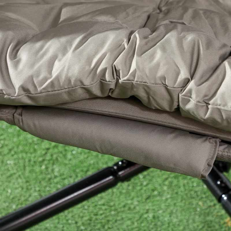 Best Outdoor Double Hanging Chair with Cushion and Cup Holders, Sand Brown - Image 9