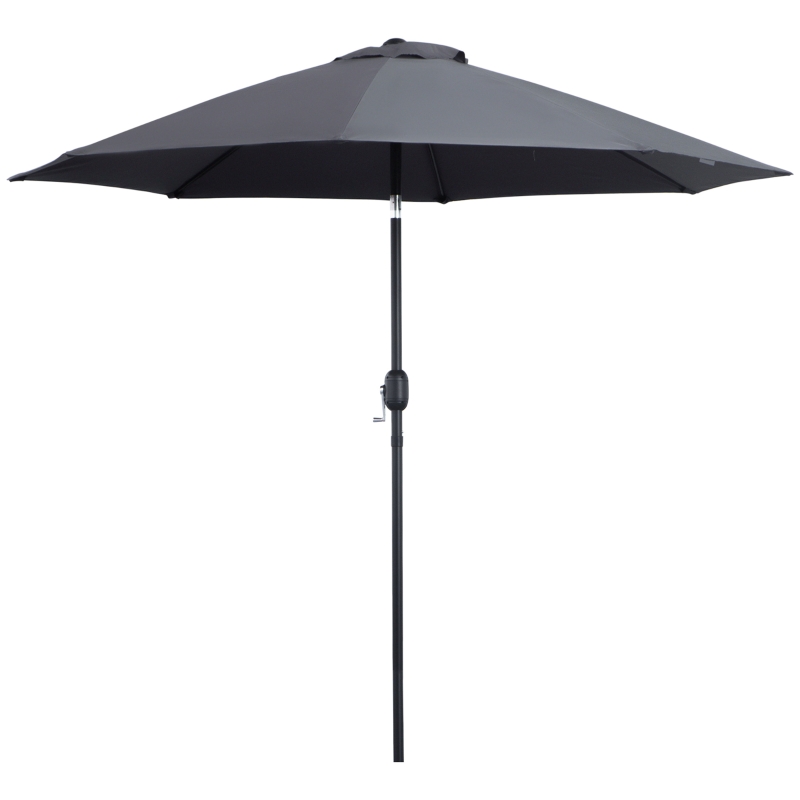 Best 2.7M Garden Parasol Umbrella with Glass Fibre Ribs and Aluminium Frame, Tilting Sun Shade Shelter Canopy, Charcoal Grey - Image 11
