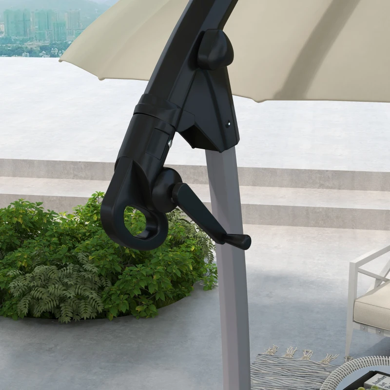 Best 2.7m Cantilever Parasol, with Cross Base - Beige - Image 8