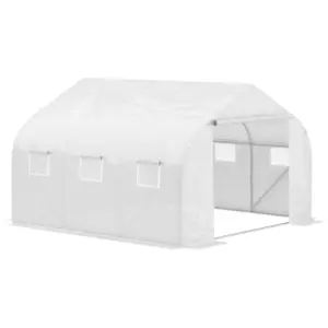 Best Walk-In Polytunnel Greenhouse Warm House Garden Tunnel Shelter Plant Shed with Door and Windows, Galvanised Steel Frame, 3.5 x 3 x 2m, White