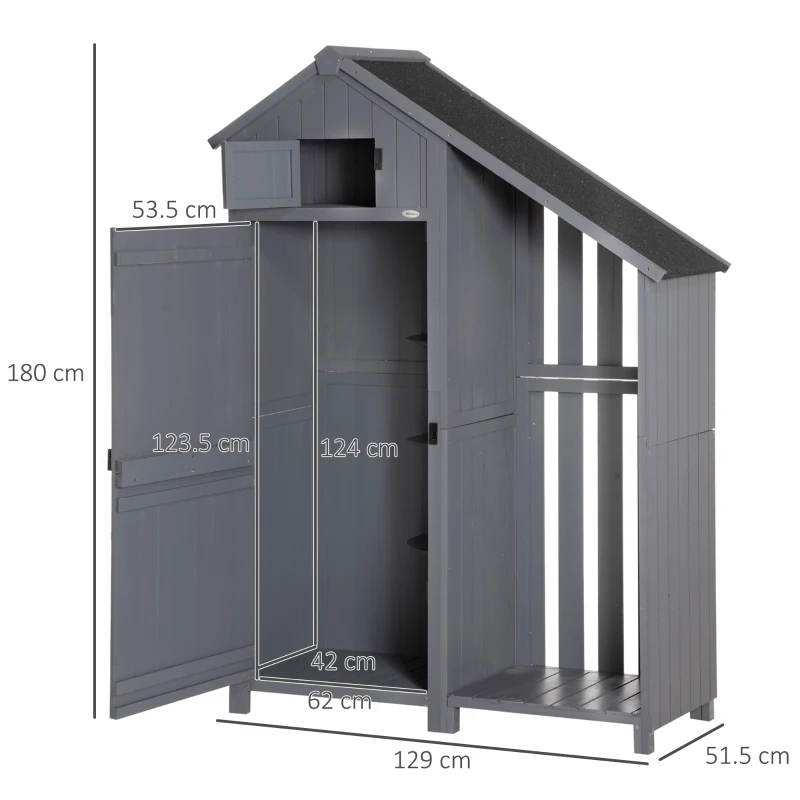 Best Garden Outdoor Storage Shed Outdoor Tool Shed with 3 Shelves and Tilt Roof, 129x51.5x180cm, Grey - Image 3
