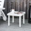 Best Garden Side Table Plastic Outdoor Square Coffee End Table for Drink Snack, White - Image 2