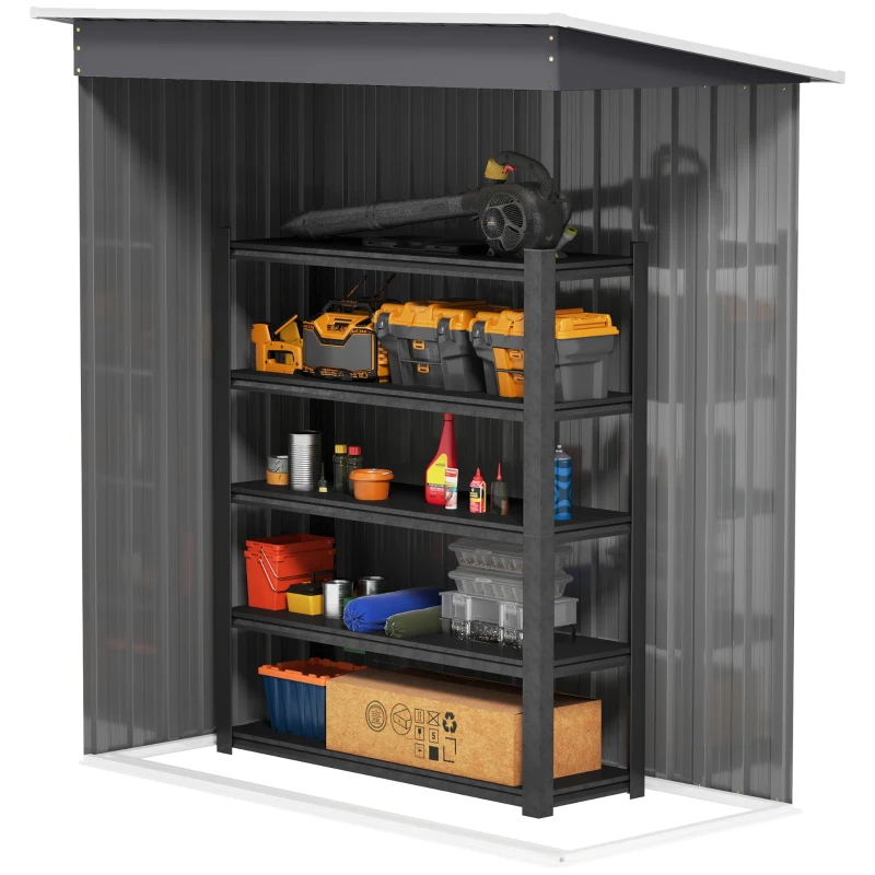 Best 5 x 3ft Garden Storage Shed with Sliding Door and Sloped Roof Outdoor Equipment Tool, Light Grey - Image 7