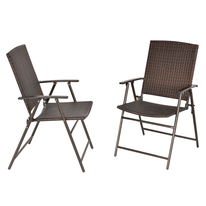 Best Set of Two Folding Rattan Seat Chairs - Brown - Image 11