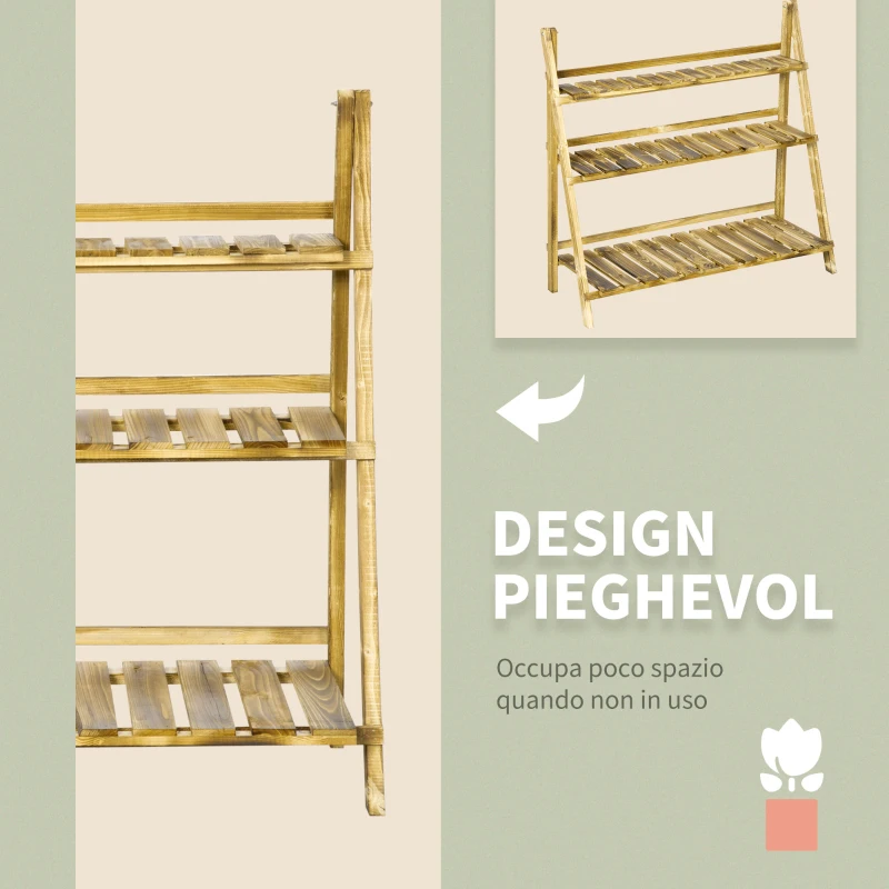 Best Wooden Folding Flower Pot Stand 3 Tier Garden Planter Display Ladder Gardener Storage Shelves Rack Herb Holder (100L x 37W x 93H cm) - Image 6