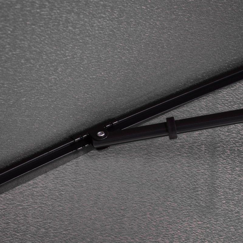 Best Garden Parasol Umbrella, Outdoor Market Table Umbrella with Ruffles & Aluminium Pole, Rectangular Tilting Parasol Sun Shade Canopy, 2 x 1.3m, Grey - Image 9