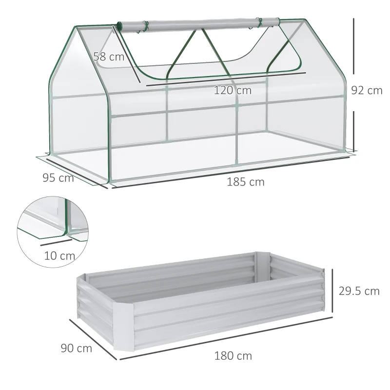 Best Raised Garden Bed with Greenhouse, Steel Planter Box with Plastic Cover, Roll Up Window, Dual Use for Flowers, Vegetables, Fruits and Herbs, 185L x 95W x 92H cm, Clear - Image 3