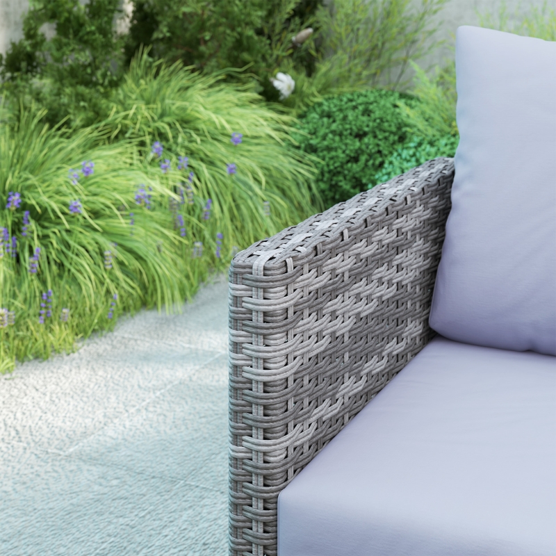 Best 9 Piece Rattan Garden Furniture Set, 8 Seater Garden Corner Sofa with Cushions and Glass Top Table, Sectional Outdoor Furniture Conservatory Set for Patio, Light Grey - Image 9