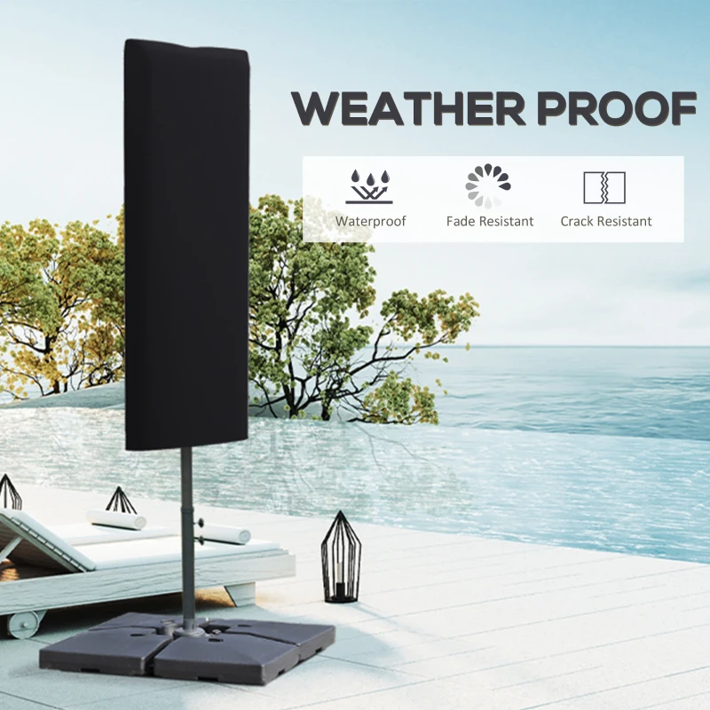 Best Garden Parasol Cover, Outdoor Patio Umbrella Protector Weatherproof Garden Patio with Rod, Zipper for 2-4m Parasol, Φ60 x 160cm, Black - Image 4